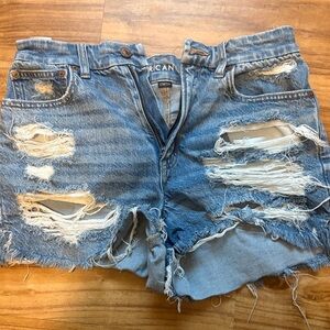American Eagle Outfitters Blue Distressed Jean Shorts